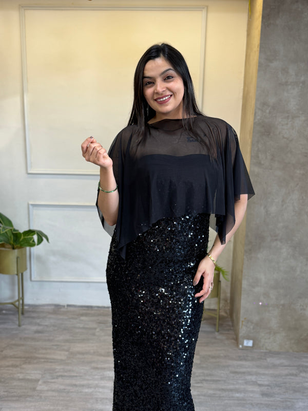 Cape Sequin Dress