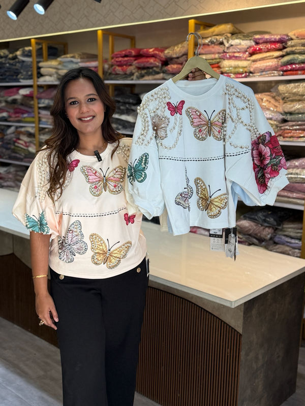 Butterfly pearl top