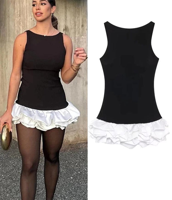 Black Ruffle Short Dress